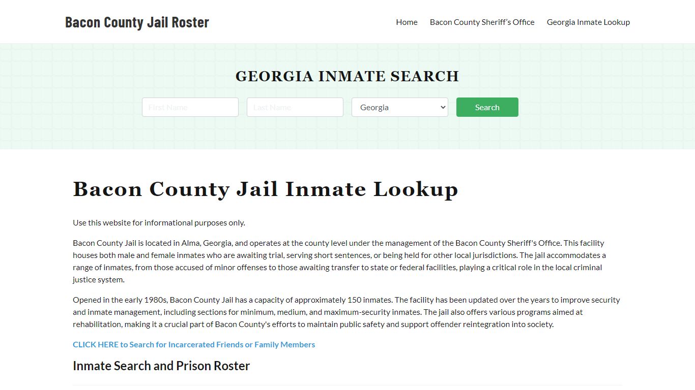 Bacon County Jail Roster Lookup, GA, Inmate Search